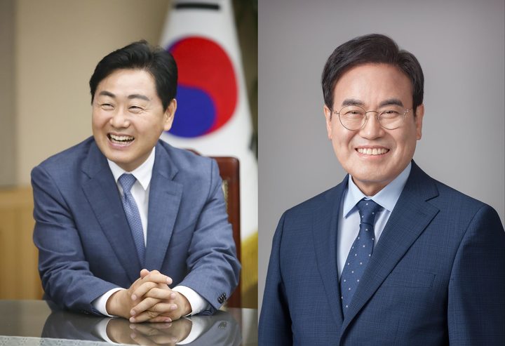 [전주=뉴시스] 김관영 전북도지사(왼쪽), 서거석 전북도교육감 *재판매 및 DB 금지