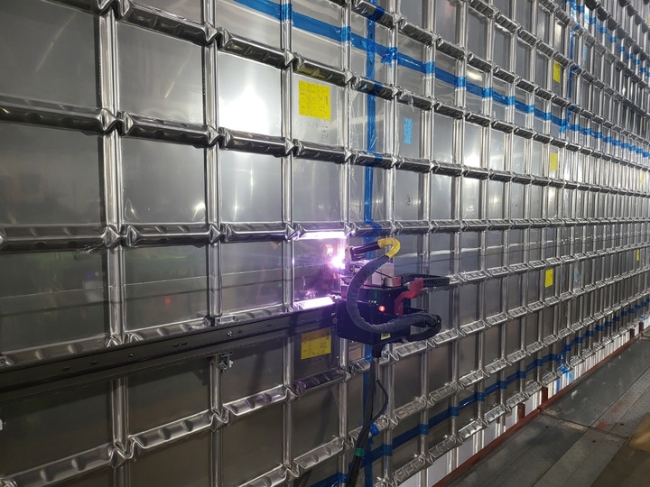 [목포=뉴시스] LNG 화물창 플라즈마 자동용접 시공 장면. *재판매 및 DB 금지