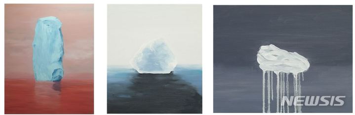 [서울=뉴시스]빙산, 캔버스에 유채, 162x130cm, 2022, 빙산, 캔버스에 유채, 40x35cm, 2022,빙산, 캔버스에 유채, 32x41cm,2022