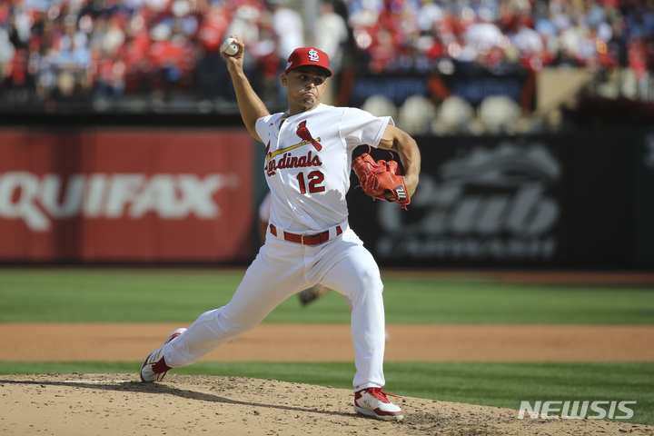 [세인트루이스=AP/뉴시스] 세인트루이스 카디널스의 불펜투수 조던 힉스.