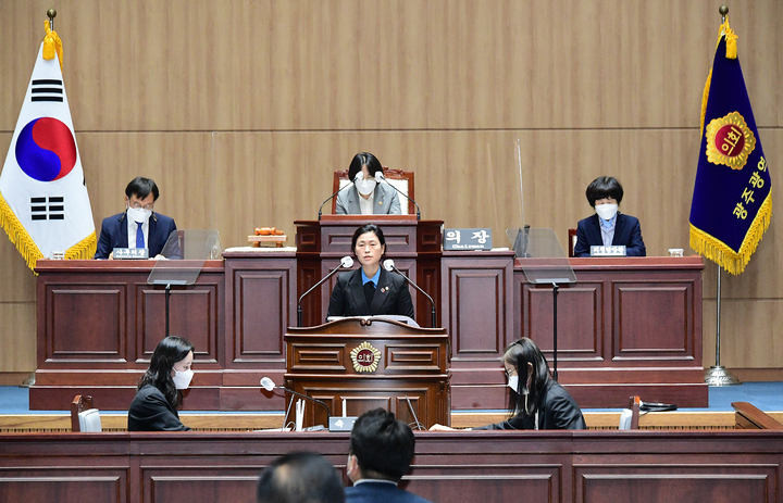 시정질문하는 최지현 광주시의원. (사진=광주시의회 제공) *재판매 및 DB 금지