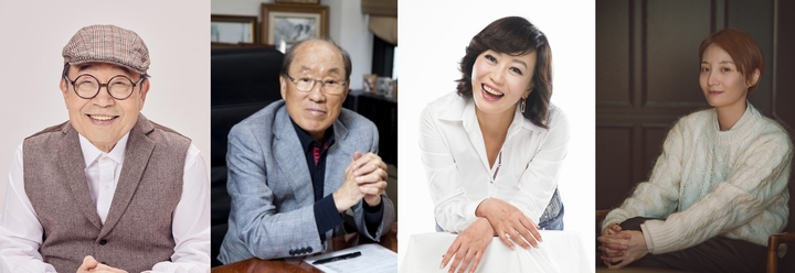[서울=뉴시스] 왼쪽부터 신구, 이우석 회장, 하춘화, 조은지 감독. 2022.10.11. (사진 = 신영균예술문화재단 제공) photo@newsis.com*재판매 및 DB 금지 *재판매 및 DB 금지
