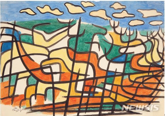 [서울=뉴시스]김종영, '풍경', 76×54cm, 종이에 먹과 수채, 1960, 김종영미술관 소장