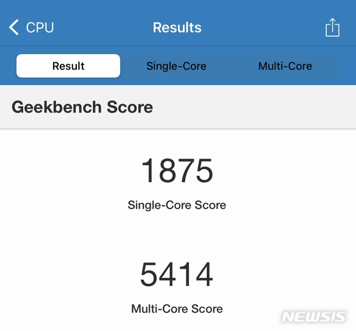[서울=뉴시스]아이폰14 프로 맥스의 긱벤치 벤치마크 결과. (사진=긱벤치 캡처)