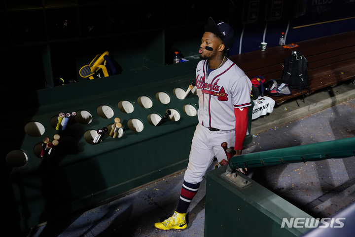 [필라델피아=AP/뉴시스] 애틀랜타 브레이브스의 로날드 아쿠냐 주니어