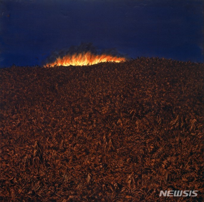 [서울=뉴시스]임옥상, 불, 1979, 캔버스에 유채, 129x128.5cm, MMCA 소장, 임옥상 미술연구소 사진 제공