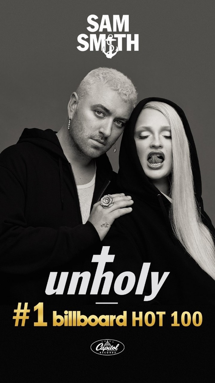 [서울=뉴시스] 샘 스미스 '언홀리' 빌보드 핫 100 1위 사진. 2022.10.25.(사진 = 유니버셜 뮤직 제공) photo@newsis.com *재판매 및 DB 금지