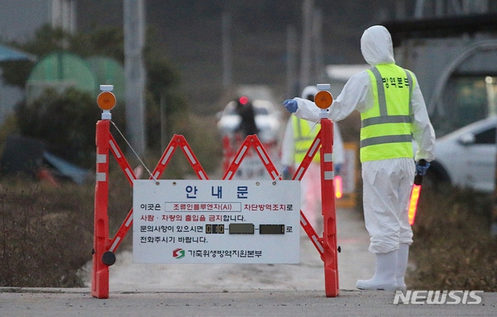 [진천=뉴시스] 강신욱 기자 = 조류인플루엔자 발생 농장 진입로가 통제되고 있다. 2022.10.26. ksw64@newsis.com 