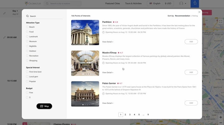 글로벌리어의 인공지능(AI) 기반 여행 추천 엔진 시연. (자료=한국콘텐츠진흥원 제공) photo@newsis.com *재판매 및 DB 금지
