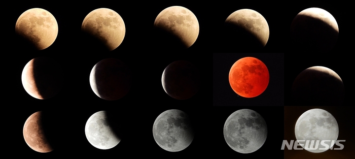 [제주=뉴시스] 우장호 기자 = 8일 오후 제주시 서쪽하늘 위로 태양과 지구, 달이 일직선에 놓이며 달이 지구 그림자 속으로 들어가는 현상인 '개기월식'이 펼쳐지고 있다. 이날 밤에는 지구 그림자에 가려진 달이 다시 천왕성을 가리는 '천왕성 엄폐' 현상이 동시에 나타난다. 두 천문현상이 겹치는 '우주쇼'는 향후 200년 안에는 우리나라에서 관측할 수 없다. 2022.11.08. woo1223@newsis.com