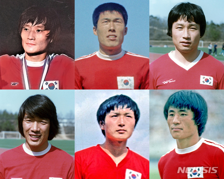 [서울=뉴시스]A매치 100경기 이상 출전 특별 공로패 6인 사진(좌측상단 김호곤, 차범근, 조영증 순/좌측하단 조광래, 허영무, 박성화 순). (사진=대한축구협회 제공)