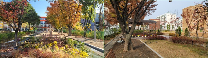 [대전=뉴시스] 학교숲 조성분야 최우수 기관에 선정된 대구 달성 북동초등학교(왼쪽)와 활용·사후관리분야 최우수로 뽑힌 인천 부광여자고등학교. *재판매 및 DB 금지