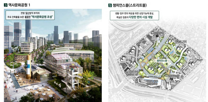 [광주=뉴시스] 민간개발사업자가 광주시에 제시한 챔피언스시티 내 역사문화공원과 챔피언스몰 조감도. (출처 = 광주시 홈페이지) *재판매 및 DB 금지