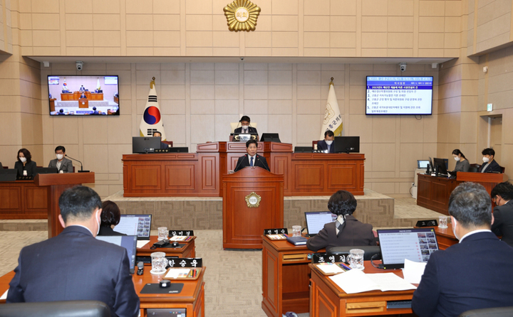 공영민 고흥군수가 21일 고흥군의회에서 시정연설하고 있다. 고흥군 제공 *재판매 및 DB 금지