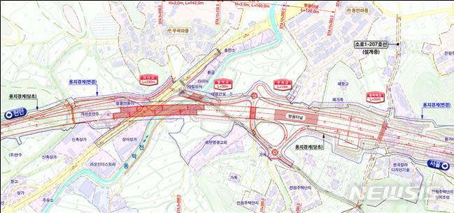 [평택=뉴시스] 평택동부고속화도로 지산IC 노선도 (사진 = 평택시 제공)