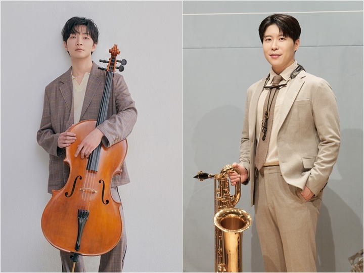 [서울=뉴시스](왼쪽부터)첼리스트 홍진호, 클래식 색소포니스트 브랜든 최. (사진=유영준/뮤직앤아트컴퍼니 제공 *재판매 및 DB 금지