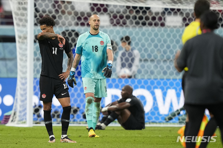 2022 FIFA 카타르 월드컵 캐나다 대표팀 골키퍼인 밀란 보르얀이 크로아티아와 조별리그 F조 경기를 치렀다. 2022.11.27.(현지시각) (사진=AP/뉴시스) photo@newsis.com