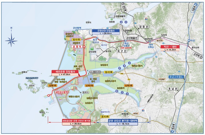 군산시 철도망 구축계획 도면 (사진=군산시 제공) *재판매 및 DB 금지