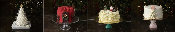 [서울=뉴시스]조선팰리스 호텔이 올해 선보인 크리스마스 케이크 4종. 왼쪽부터 화이트 트리 스페셜(25만원), 메리 산타하우스(12만원), 화이트 포레스트(8만5000원),스위트 스노우(9만원)이다.(사진출처; 조선팰리스 조선델리 더 부티크 홈페이지 캡쳐) 2022.12.01.
