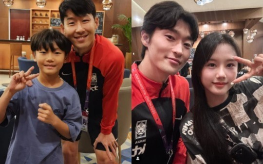 [서울=뉴시스] 이시안 군, 손흥민(왼쪽), 조규성, 이재시 양 2022.12.03 (사진=인스타그램) photo@newsis.com 	 *재판매 및 DB 금지