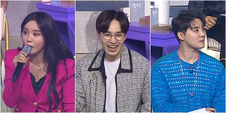 [서울=뉴시스] (왼쪽부터) 홍진영·이석훈·김준수. 2022.12.08. (사진=크레아 스튜디오 제공) photo@newsis.com *재판매 및 DB 금지 *재판매 및 DB 금지