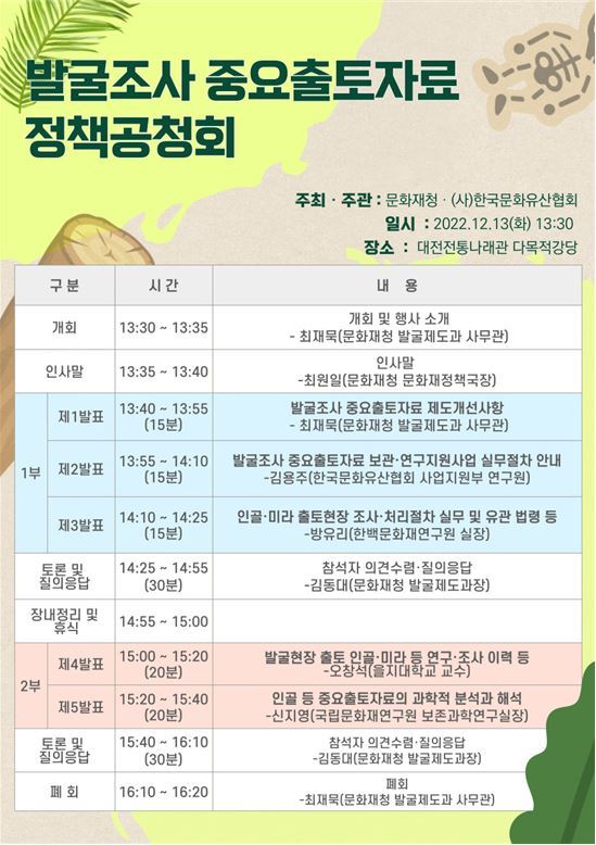 [서울=뉴시스] 중요출토자료 제도화 정책공청회 (사진=문화재청 제공) 2022.12.13. photo@newsis.com *재판매 및 DB 금지