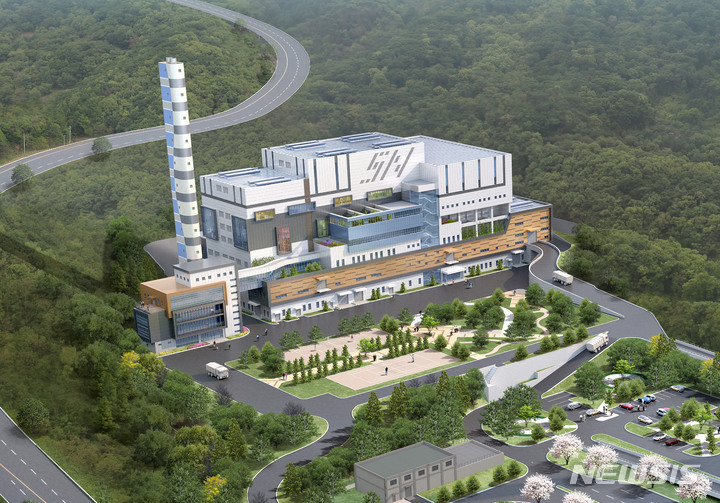 [성남=뉴시스] 중원구 상대원1동 노후 소각시설을 대체해 2026년 준공하는 500t 규모 생활폐기물 처리시설 조감도