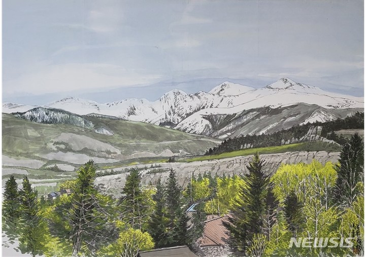 [서울=뉴시스]콜로라도 프리스코의 여름, 87x62cm,수묵담채,2022