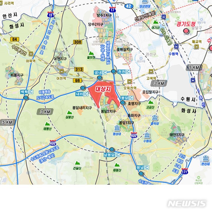 [화성=뉴시스] 화성시 봉담3 공공주택지구 위치도 (사진 = 화성시 제공)