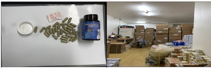 [대전=뉴시스] 관세청 특별단속에서 적발된 불법 다이어트 보조제와 보관 창고. *재판매 및 DB 금지