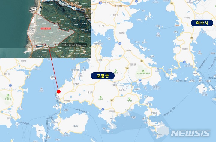[고흥=뉴시스] 전남 고흥군 도양읍에 들어설 어선건조지원센터 예정부지 위치도. (위치도=전남도 제공) 2022.12.27. photo@newsis.com