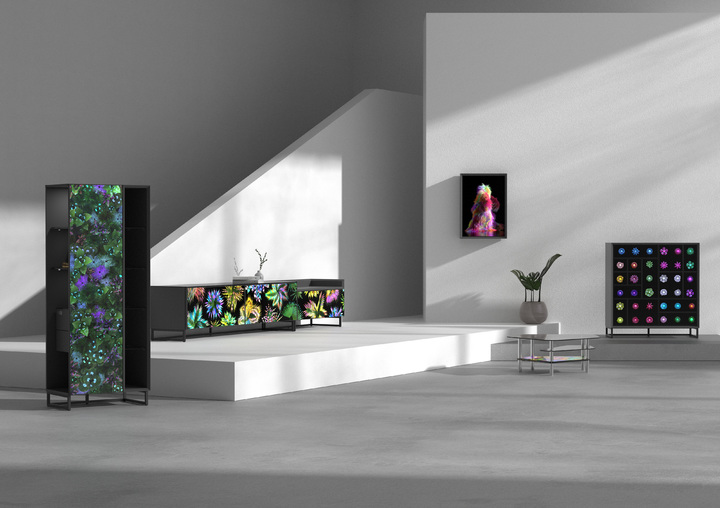 [서울=뉴시스] 유니버설 에브리띵의 미디어아트를 가구에 적용한 'furniture in motion'. (사진=현대리바트 제공) 2023.01.02. photo@newsis.com *재판매 및 DB 금지