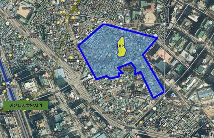 [서울=뉴시스]가리봉 중심1구역 위치도.