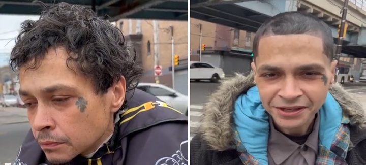 [서울=뉴시스] 조슈아가 이달 5일 무료 이발을 해 준 익명 노숙자의 전후 모습 (사진출처: 임파워링 컷 SNS 캡처) 2023.01.09. *재판매 및 DB 금지