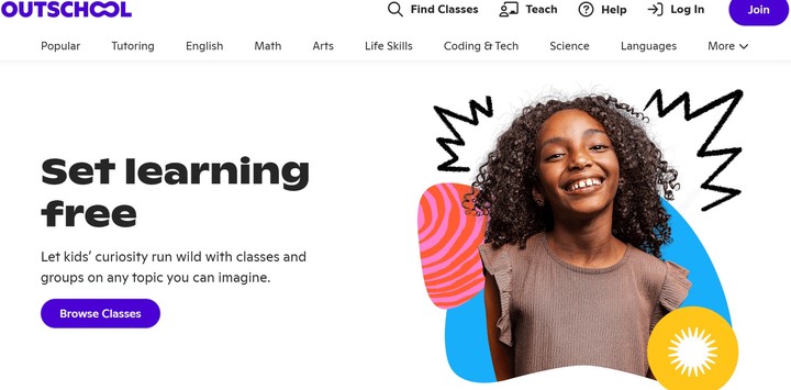 [서울=뉴시스]'아웃스쿨'은 3~18세 어린이들에게 다양한 원격 학습 콘텐츠를 제공하고 있다. (사진=아웃스쿨 홈페이지 캡처) 2023.01.10. photo@newsis.com *재판매 및 DB 금지