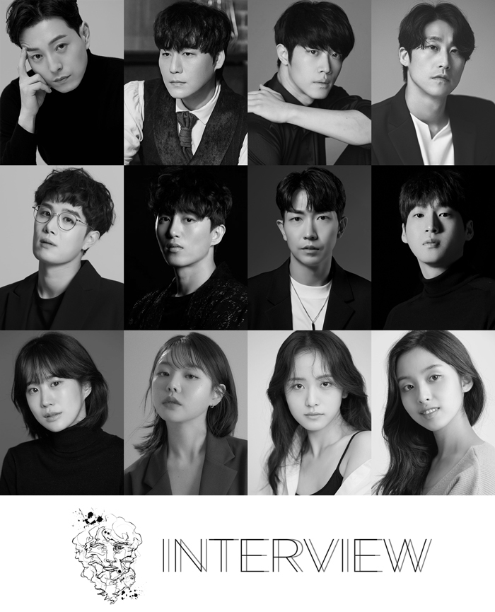 [서울=뉴시스]뮤지컬 '인터뷰' 캐스팅. 왼쪽 위부터 유진킴 역의 정성일, 정상윤, 박영수, 김지철, 싱클레어 역의 최호승, 손유동, 현석준, 김리현, 조안 역의 박새힘, 조영화, 유소리, 문은수. (사진=더블케이엔터테인먼트 제공) 2023.01.13. photo@newsis.com *재판매 및 DB 금지