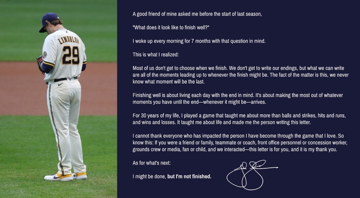 [서울=뉴시스] 은퇴를 선언한 조쉬 린드블럼. (사진 = 린드블럼 트위터 캡처) *재판매 및 DB 금지