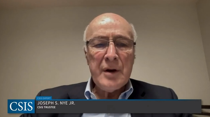 조지프 나이 미국 하버드대 교수가 19일(현지시간) 워싱턴 싱크탱크 전략국제문제연구소(CSIS) 웨비나에서 발언하고 있다. (사진=CSIS 유튜브 캡처) 2022.01.20. *재판매 및 DB 금지