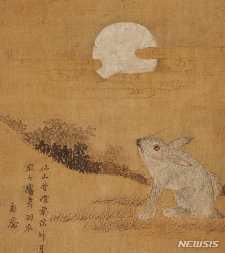 [서울=뉴시스] '둥근 달을 바라보는 토끼', 조선 19세기, 1981년 이홍근 기증, 동원2428. (사진=국립중앙박물관 제공) 2023.01.21. photo@newsis.com *재판매 및 DB 금지