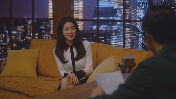 [서울=뉴시스] 디오비스튜디오가 제작한 20대의 배우 윤여정 버추얼 인간이 출연한 KB라이프 광고 영상 장면. (사진=디오비스튜디오 제공) 2023.01.26. photo@newsis.com *재판매 및 DB 금지