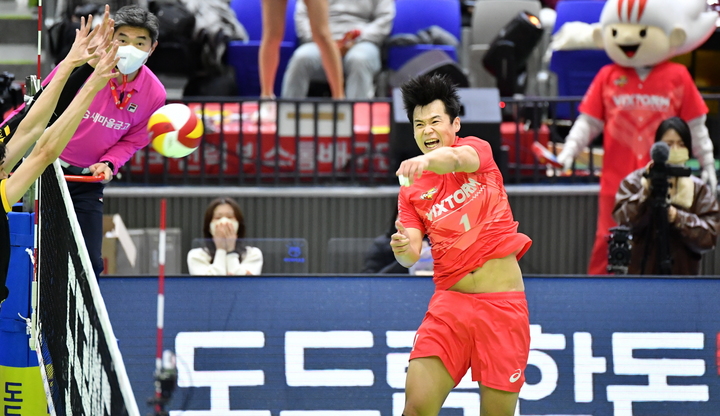 [서울=뉴시스]한국전력 서재덕. 2023.01.27. (사진=한국배구연맹 제공)&nbsp; *재판매 및 DB 금지