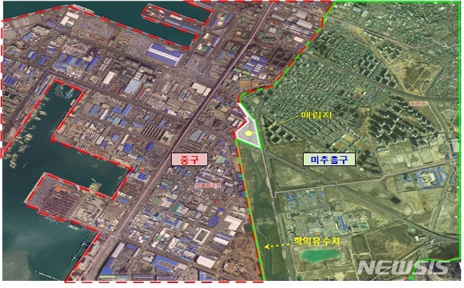 [세종=뉴시스] 인천 용현지구 매립지 위치도. (자료= 행정안전부 제공) 
