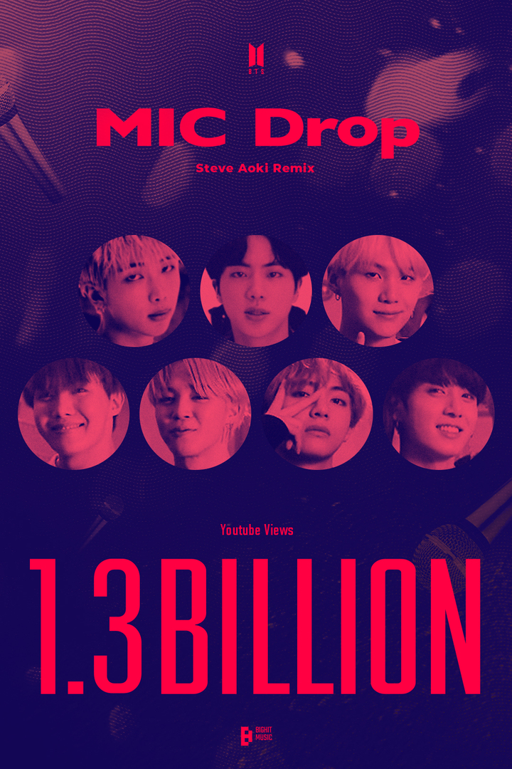 [서울=뉴시스] 방탄소년단 'MIC Drop'(Steve Aoki Remix) MV 13억뷰 이미지. 2023.01.31. (사진 = 빅히트 뮤직 제공) photo@newsis.com *재판매 및 DB 금지