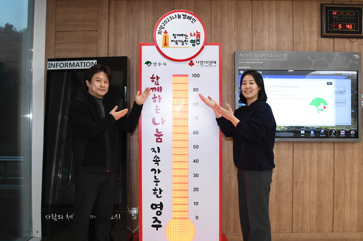 영주시청 현관에 설치된 사랑의 온도탑 (사진=영주시 제공) *재판매 및 DB 금지