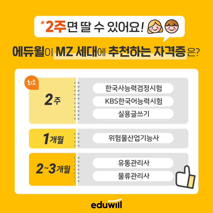 [서울=뉴시스] 에듀윌 추천 자격증. (사진=에듀윌 제공) 2023.02.03. photo@newsis.com *재판매 및 DB 금지