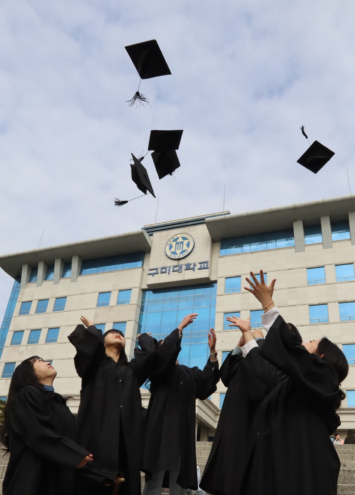 학사모 날리는 학생들 (사진=구미대 제공) *재판매 및 DB 금지