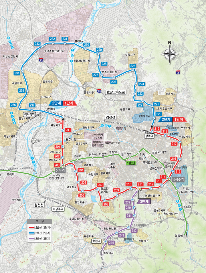 [광주=뉴시스] 광주 도시철도 2호선 노선도. (사진=광주시 제공) 2023.02.03. photo@newsis.com *재판매 및 DB 금지