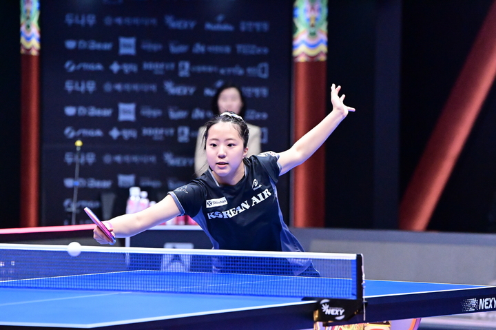 [서울=뉴시스]신유빈. 2023.02.05. (사진=한국프로탁구리그 제공)&nbsp; *재판매 및 DB 금지