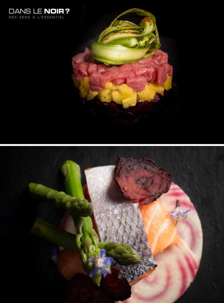 [서울=뉴시스] 완전한 암흑 속에서 식사를 할 수 있는 이색 레스토랑 '단스 레 누아르'가 제공하는 요리 사진 (사진출처: 단스 레 누아르 홈페이지 캡처) 2023.02.07. *재판매 및 DB 금지