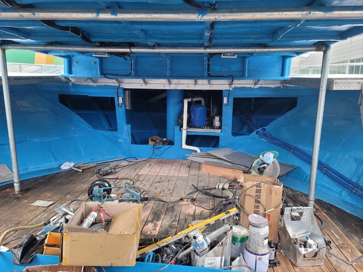 [목포=뉴시스] 김혜인 기자 = 지난해 3월 전남 한 조선소에서 건조된 24t급 청보호 어선 선체. 2023.02.08. (사진=독자제공) photo@newsis.com *재판매 및 DB 금지